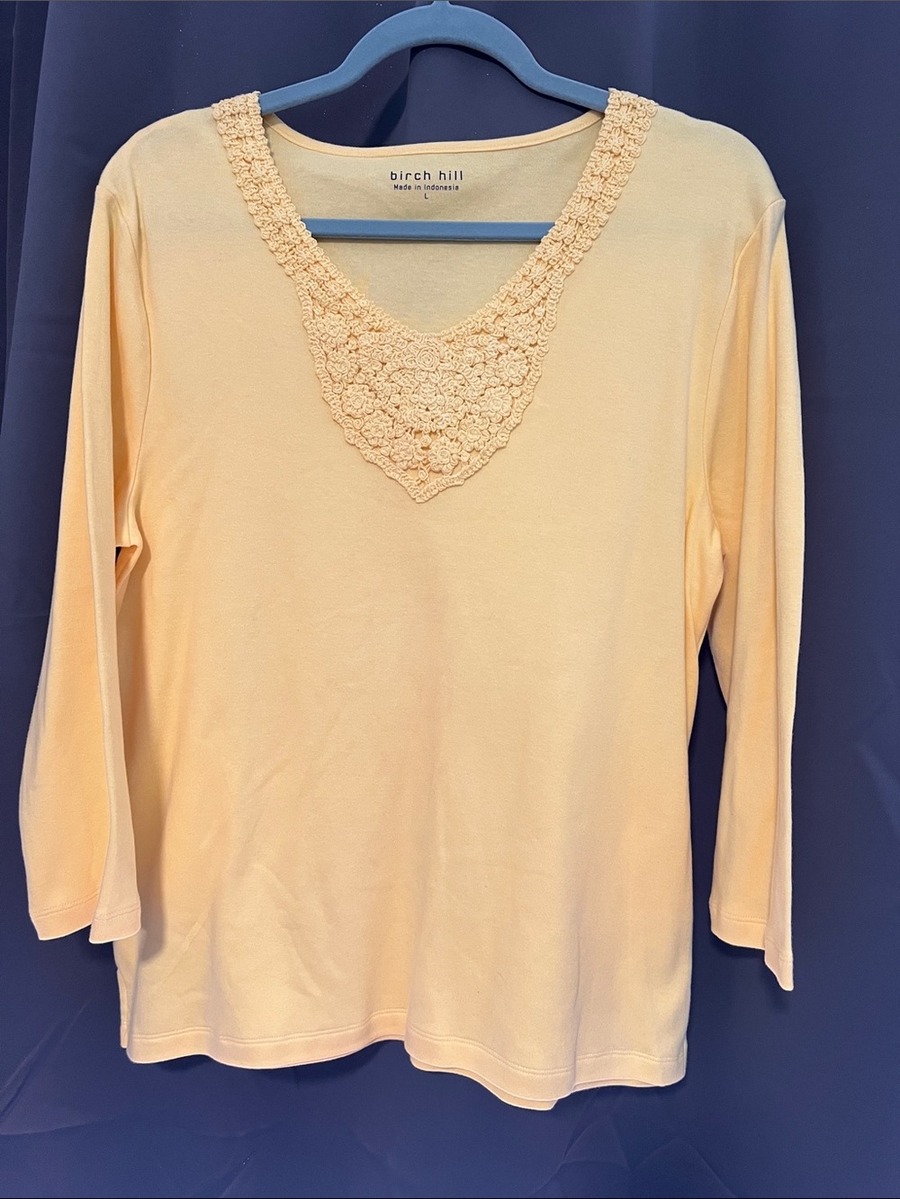 Birch Hill Women's Cream Crochet-Trim V-Neck Top
